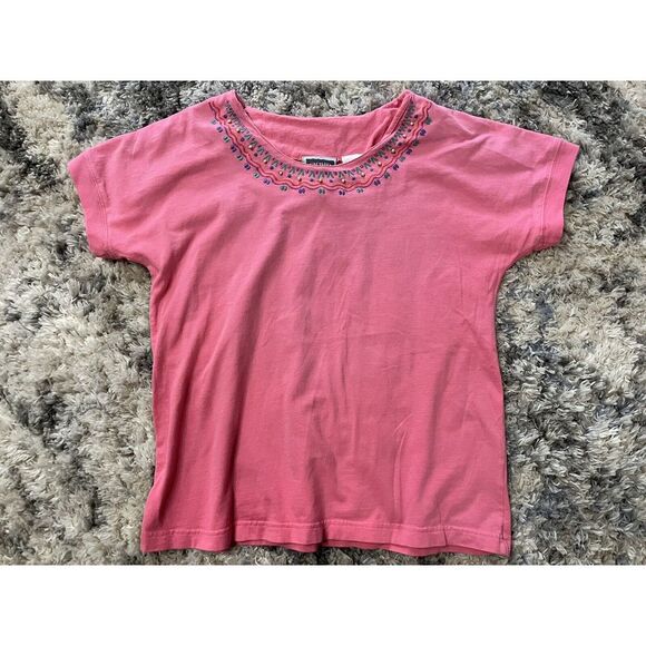 Sigrid Olsen Tops - sigrid olsen embroidered cotton pink Shirt Blouse womens medium Vintage